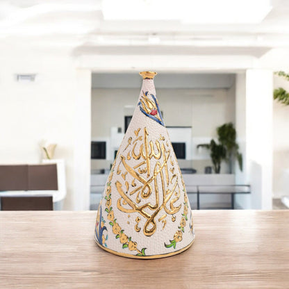 Handmade Ceramic Decorative Vase, Royal Calligraphy Ceramic Vase, Golden Vase