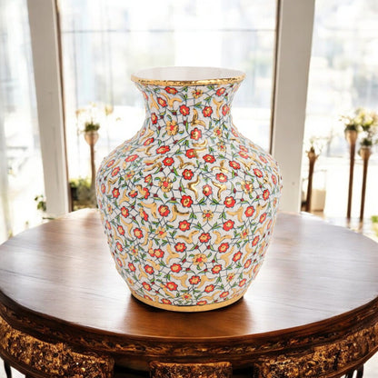 Handmade Ceramic Decorative Vase, Golden Bloom Ceramic Vase, Golden Vase