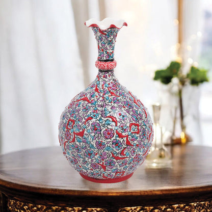 Handmade Ceramic Decorative Vase, Ruby Blossom Ceramic Vase