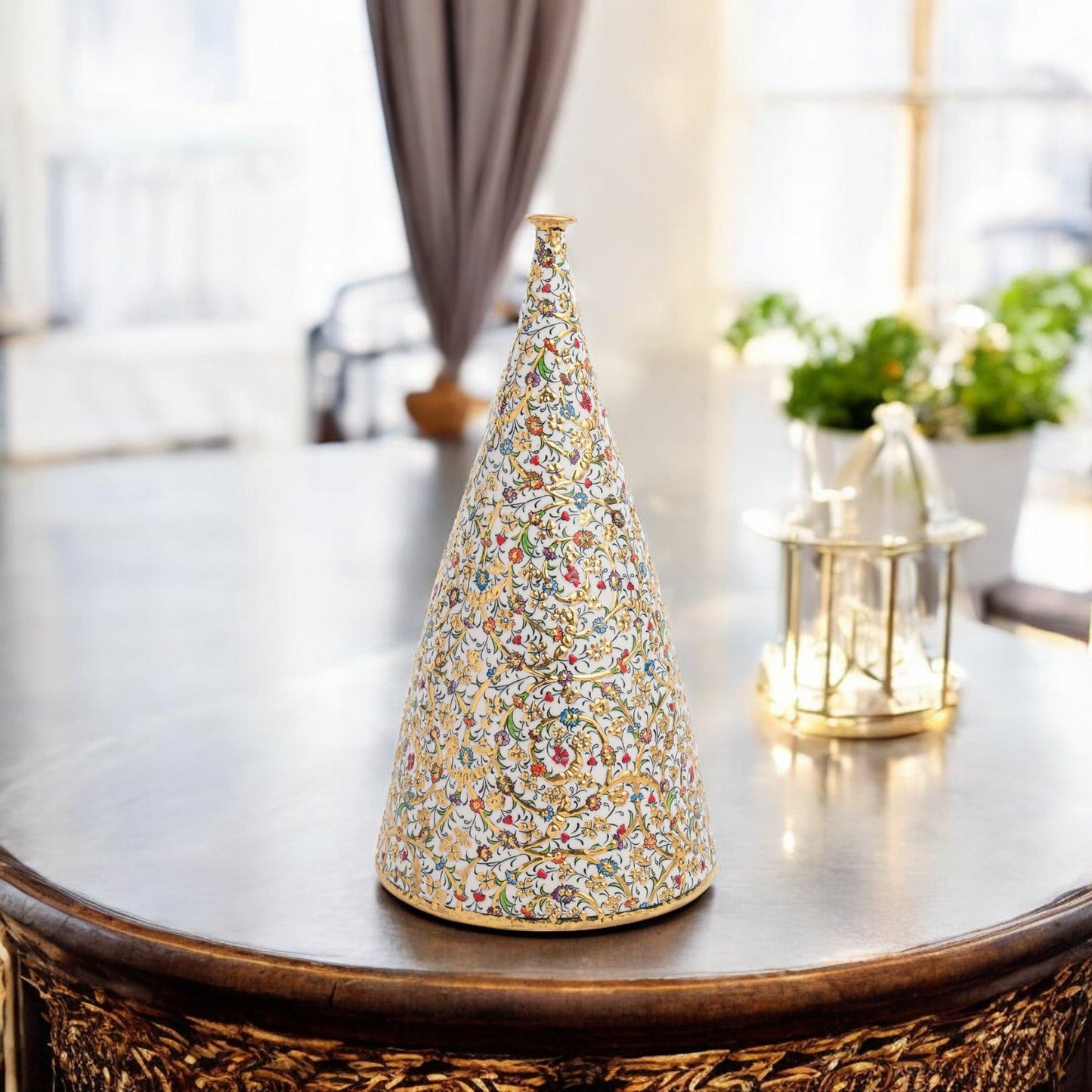 Handmade Ceramic Decorative Vase, Golden Blossom Ceramic Vase, Golden Vase