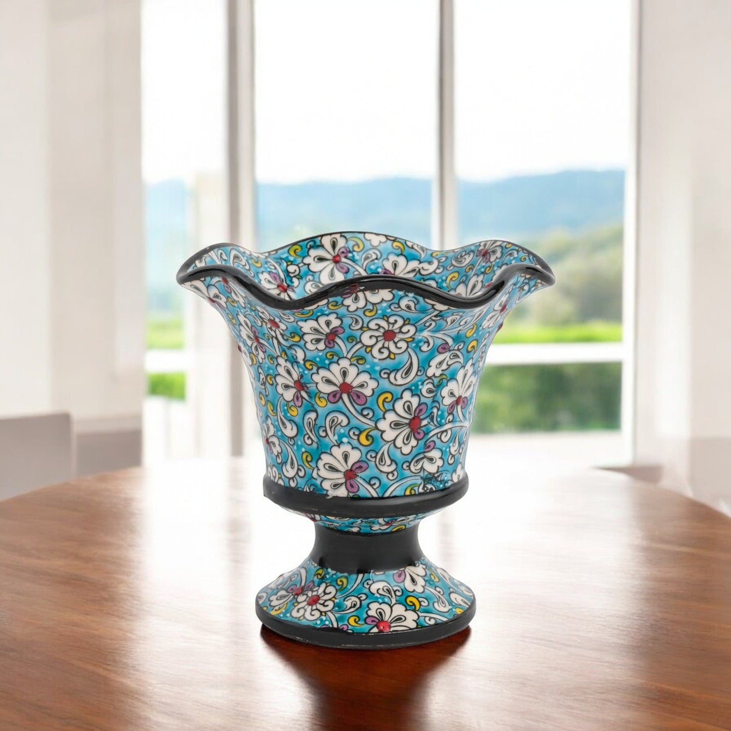 Handmade Ceramic Decorative Vase, Floral Cascade Ceramic Vase