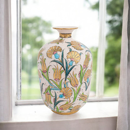 Handmade Ceramic Decorative Vase, Royal Botanica Ceramic Vase, Golden Vase