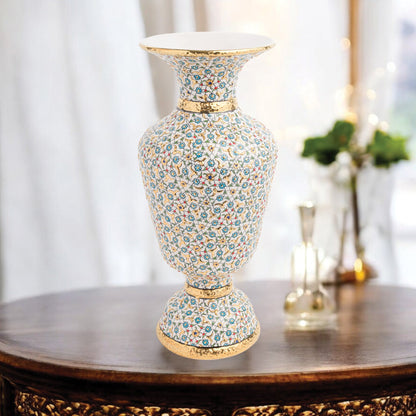 Handmade Ceramic Decorative Vase, Blossom Elegance Ceramic Vase, Golden Vase