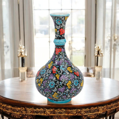 Handmade Ceramic Decorative Vase, Midnight Bloom Ceramic Vase
