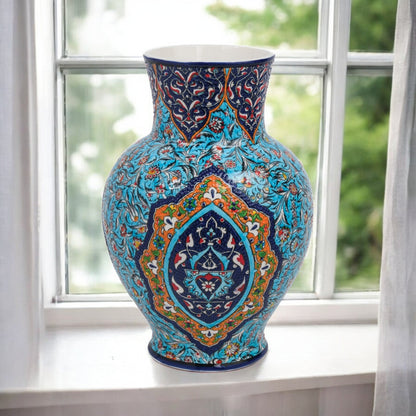 Handmade Ceramic Decorative Vase, Oriental Medallion Ceramic Vase