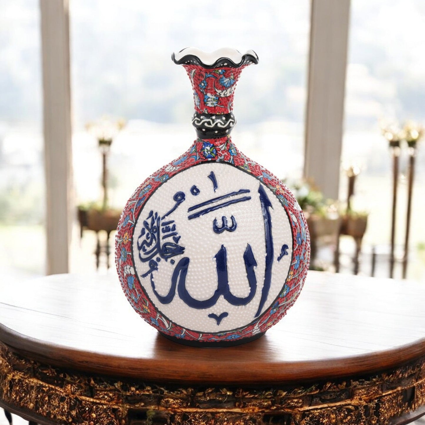 Handmade Ceramic Decorative Vase, Calligraphy Ceramic Vase