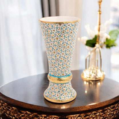 Handmade Ceramic Decorative Vase, Golden Blossom Ceramic Vase, Golden Vase