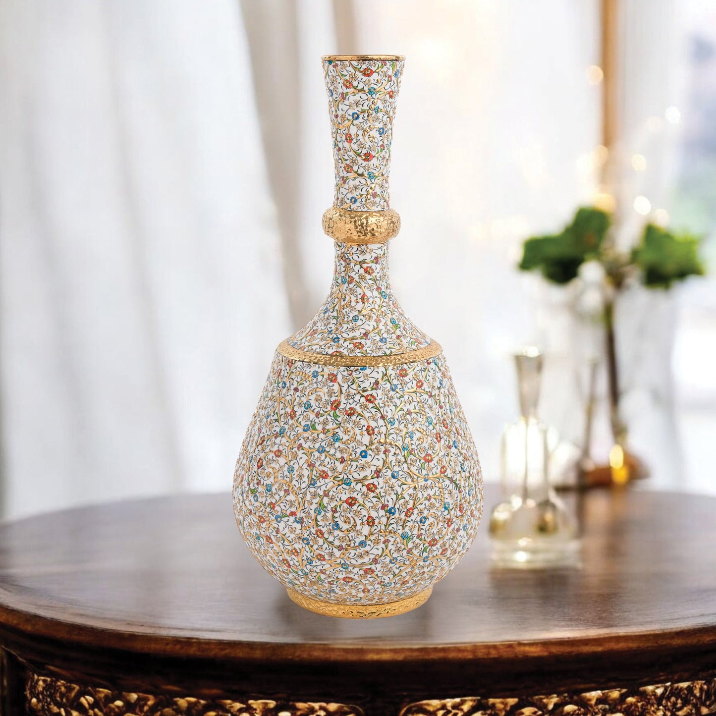 Handmade Ceramic Decorative Vase, Royal Bloom Ceramic Vase, Golden Vase