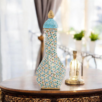 Handmade Ceramic Decorative Vase, Regal Floral Ceramic Vase, Golden Vase