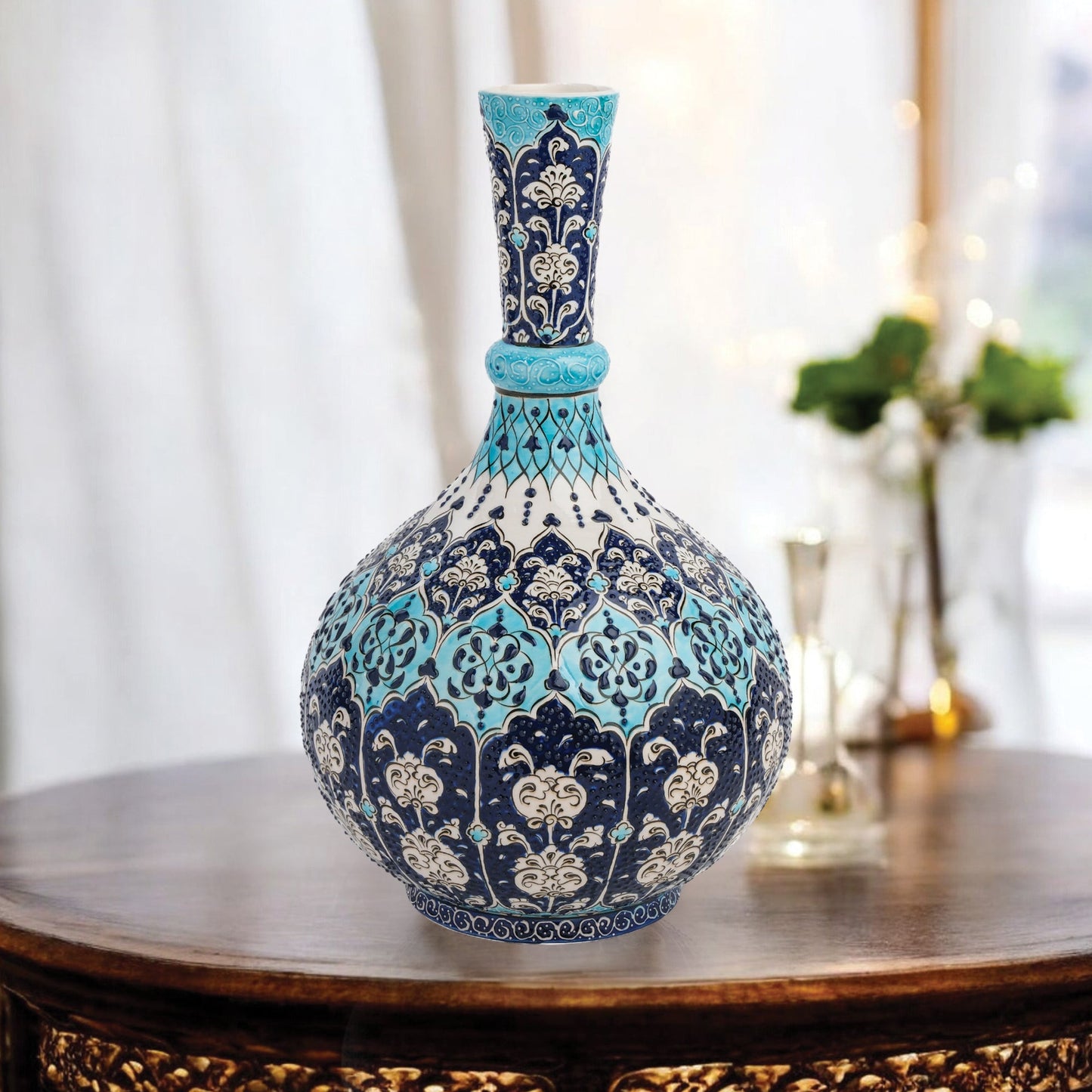 Handmade Ceramic Decorative Vase, Royal Blue Ceramic Vase