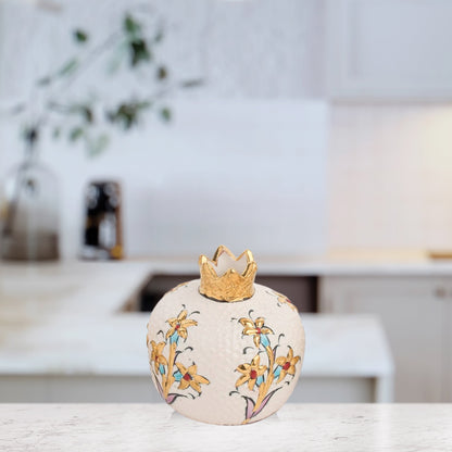 Handmade Ceramic Pomegranate Vase, Golden Vase Home Decor