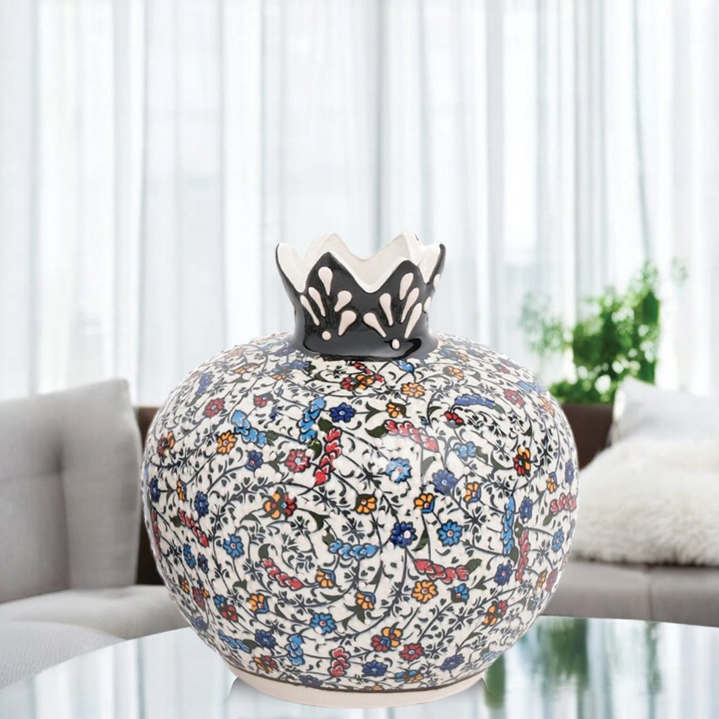 Handmade Ceramic Pomegranate Vase, Ceramic Vase Home Decor