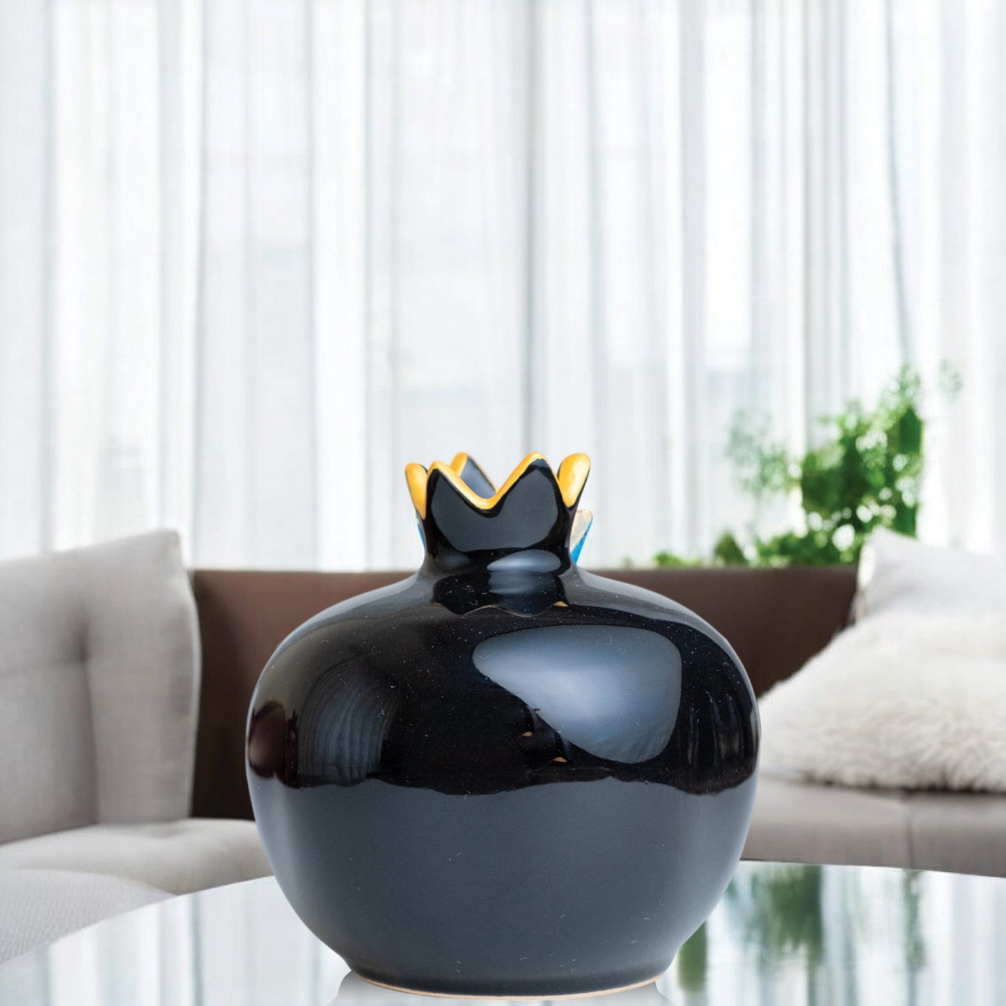 Handmade Ceramic Pomegranate Vase, Ceramic Vase Home Decor