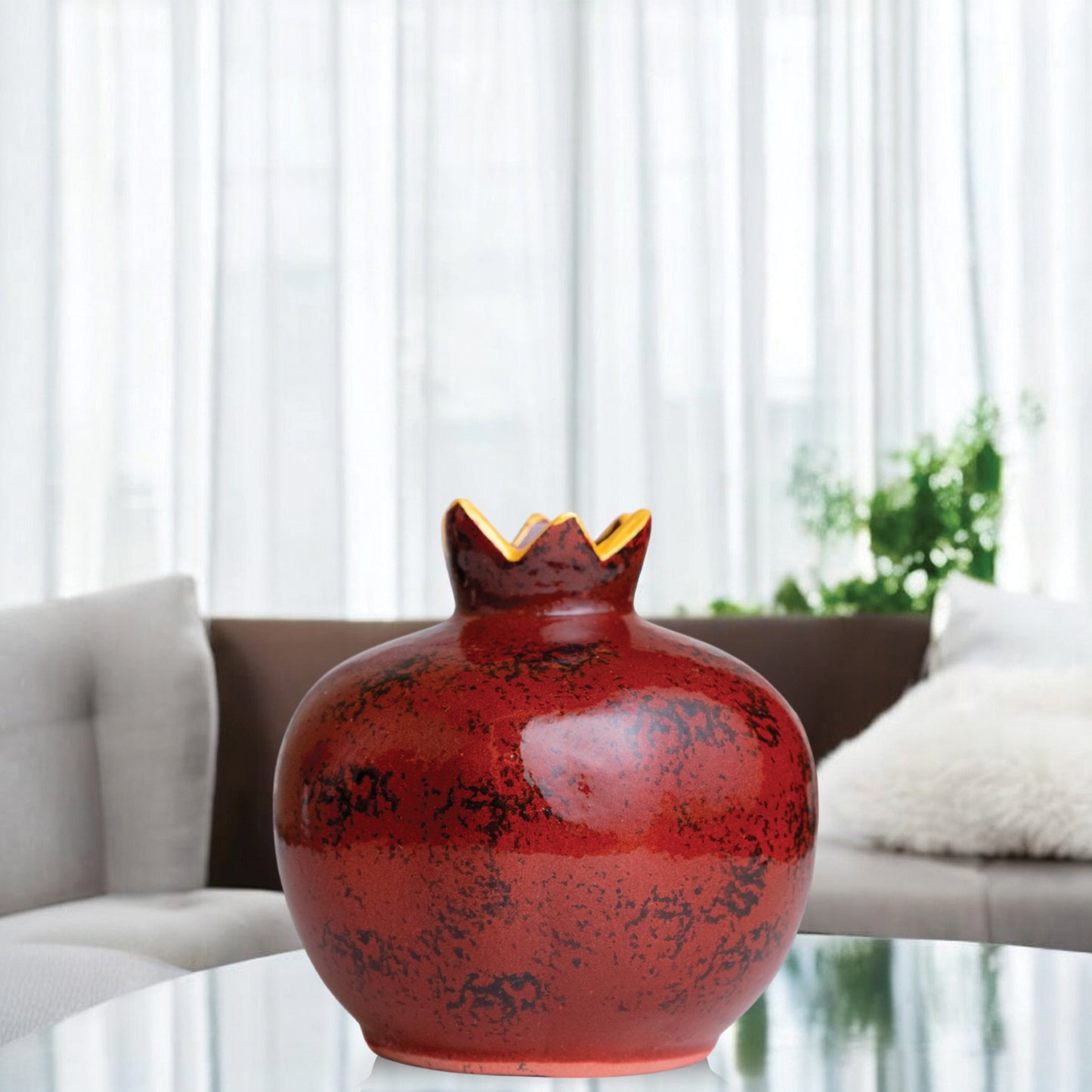 Handmade Ceramic Pomegranate Vase, Ceramic Vase Home Decor