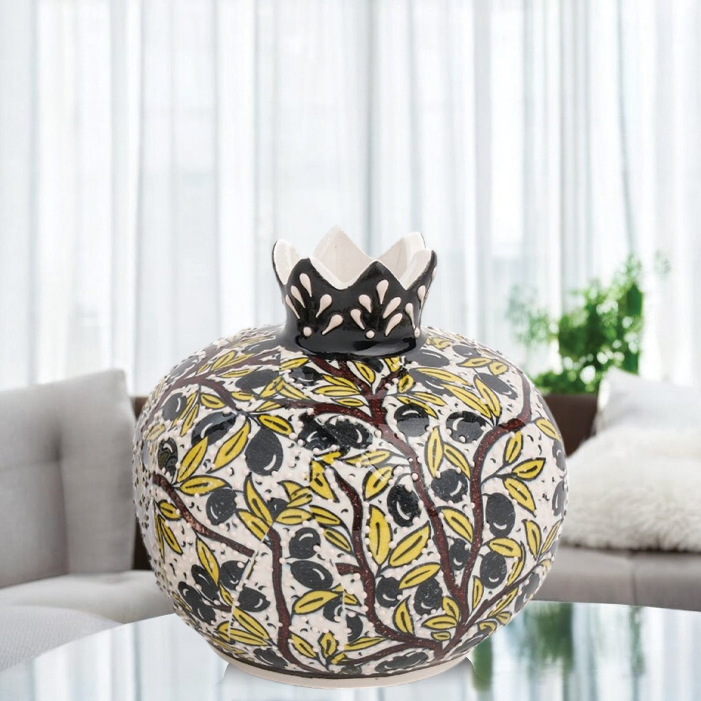 Handmade Ceramic Pomegranate Vase, Ceramic Vase Home Decor