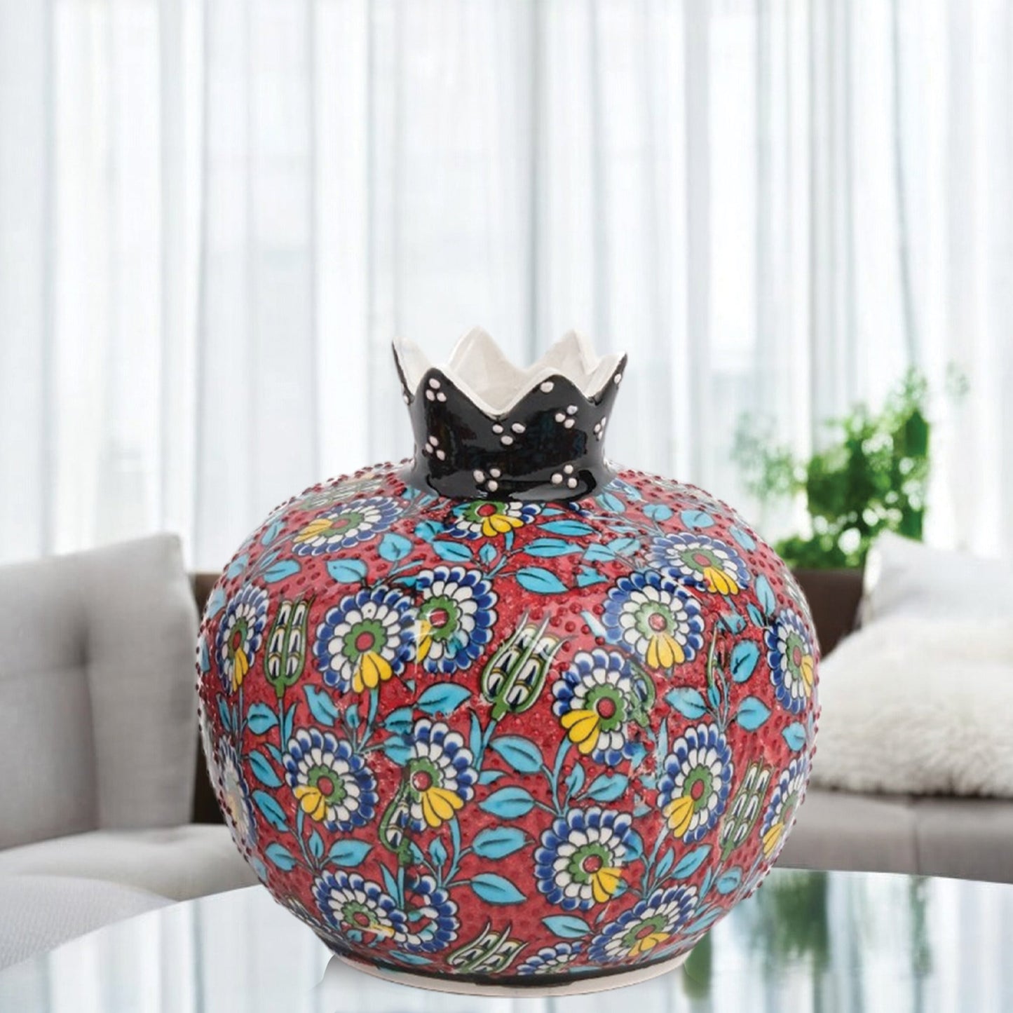 Handmade Ceramic Pomegranate Vase, Ceramic Vase Home Decor