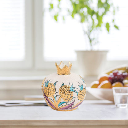 Handmade Ceramic Pomegranate Vase, Golden Vase Home Decor