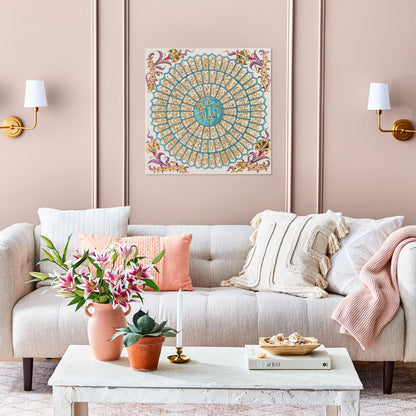 Handmade Ceramic Tile, Golden Divine Mandala Tile