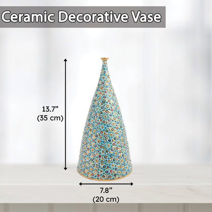 Handmade Ceramic Decorative Vase, Ottoman Blossom Ceramic Vase, Golden Vase