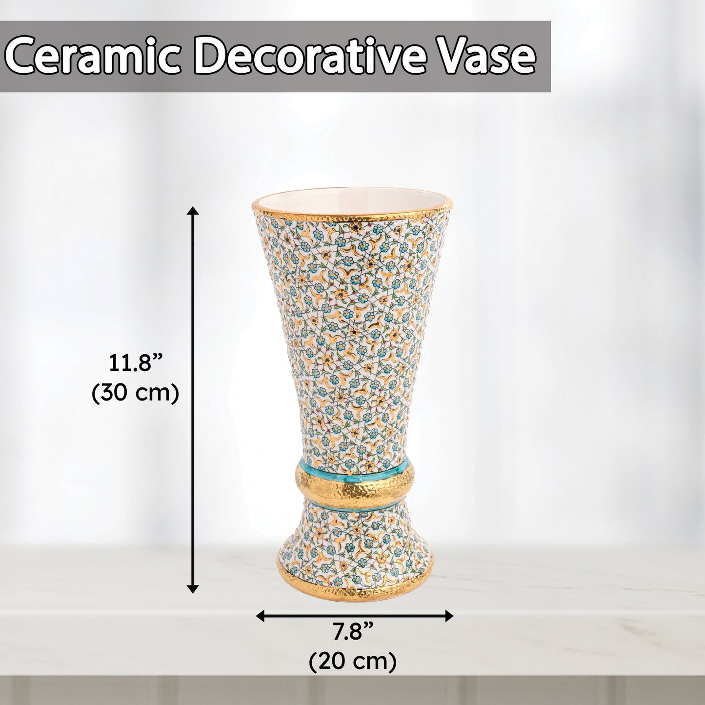 Handmade Ceramic Decorative Vase, Golden Blossom Ceramic Vase, Golden Vase
