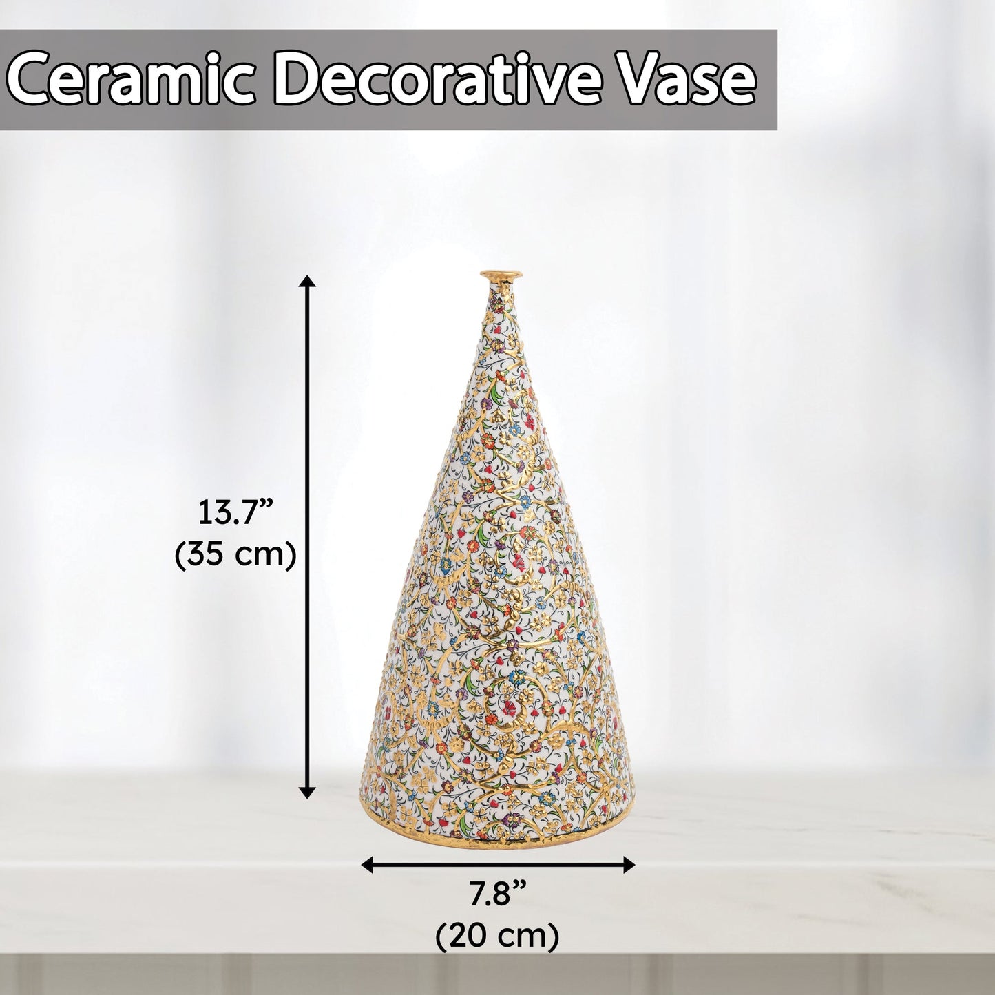 Handmade Ceramic Decorative Vase, Golden Blossom Ceramic Vase, Golden Vase