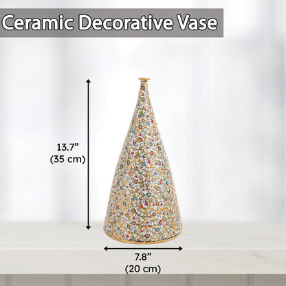 Handmade Ceramic Decorative Vase, Golden Blossom Ceramic Vase, Golden Vase