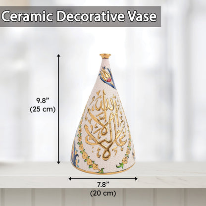 Handmade Ceramic Decorative Vase, Royal Calligraphy Ceramic Vase, Golden Vase