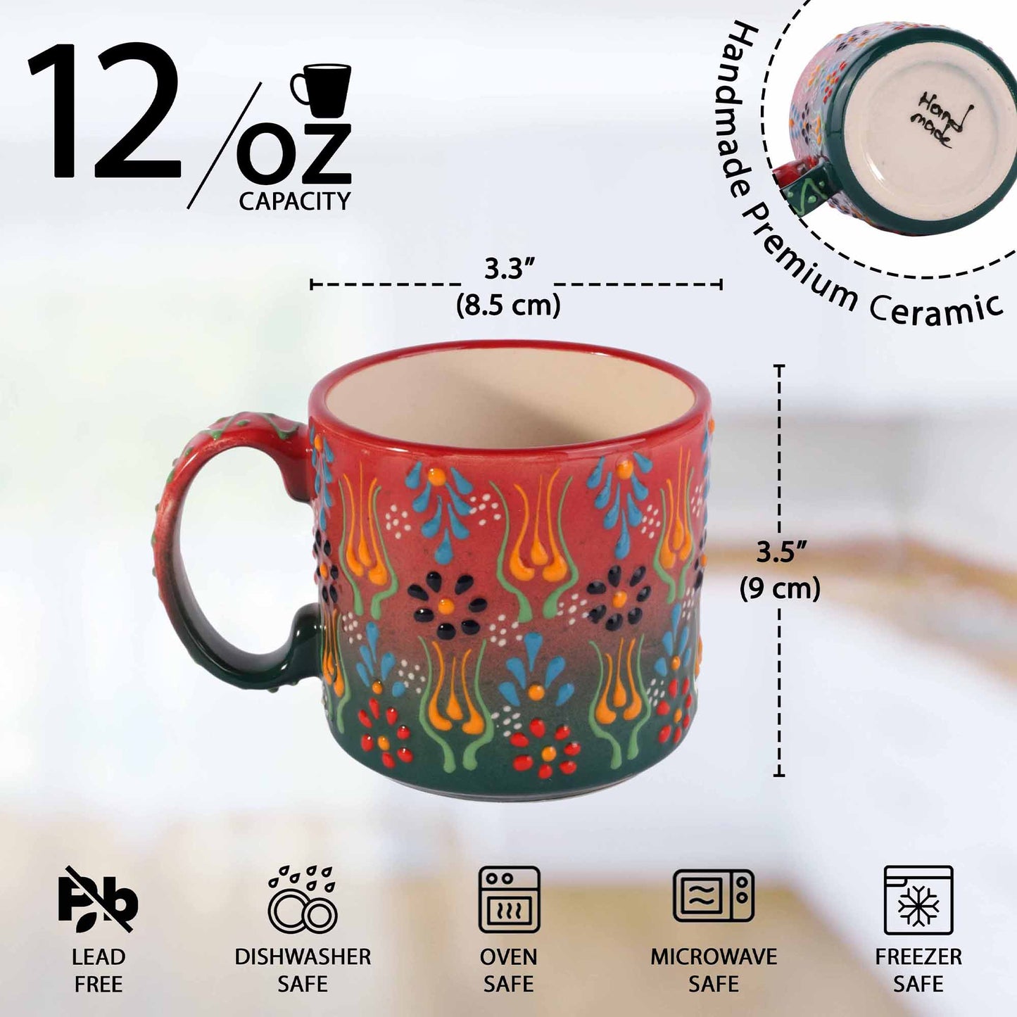 Ceramic Espresso Mugs, 8, 10, 12 Oz Coffee Mugs