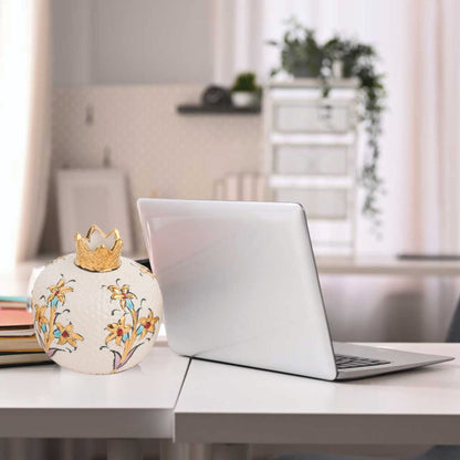 Handmade Ceramic Pomegranate Vase, Golden Vase Home Decor